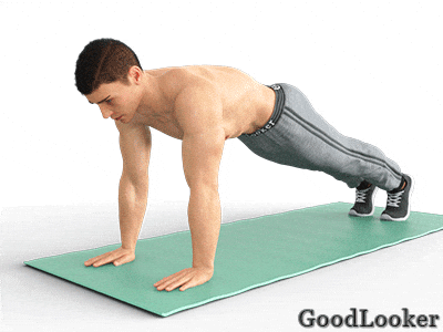 Планка с касанием плеч Планка с касанием плеч