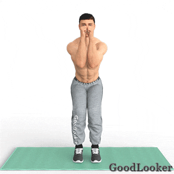 Полуприсед с разведением рук Полуприсед с разведением рук