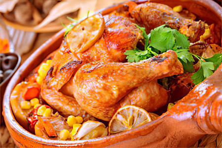 Печёная курица с зеленью Печёная курица с зеленью