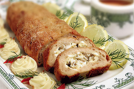 Грибной рулет из трески Грибной рулет из трески